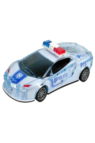 Kırılmaz Korumalı Sesli Işıklı Çek Bırak Sürtmeli Oyuncak Polis Arabası bambmNM871 - 3