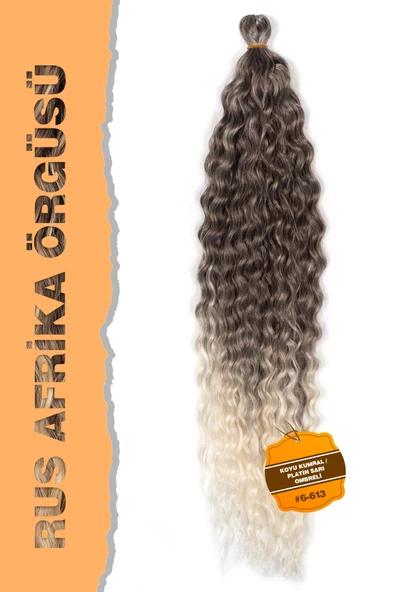 Rus Afro Dalgası Saç – Koyu Kumral / Platin Sarı Ombreli ürün görseli 1