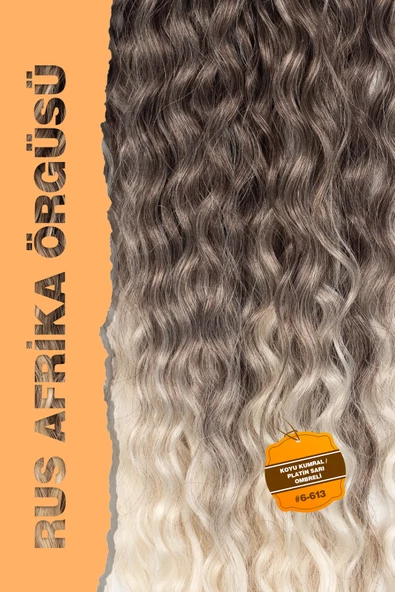 Rus Afro Dalgası Saç – Koyu Kumral / Platin Sarı Ombreli - Resim 2