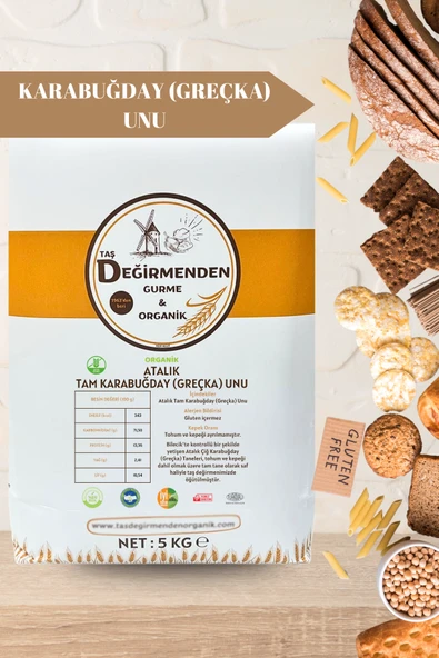 Taş Değirmenden Organik Atalık Karabuğday (Greçka) Unu (Gluten İçermez) - 5 Kilo - Resim 2