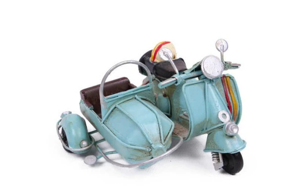 Dekoratif Metal Scooter Sepetli Vintage Biblo Ev Ofis Hediyelik - 2