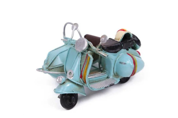 Dekoratif Metal Scooter Sepetli Vintage Biblo Ev Ofis Hediyelik - 3