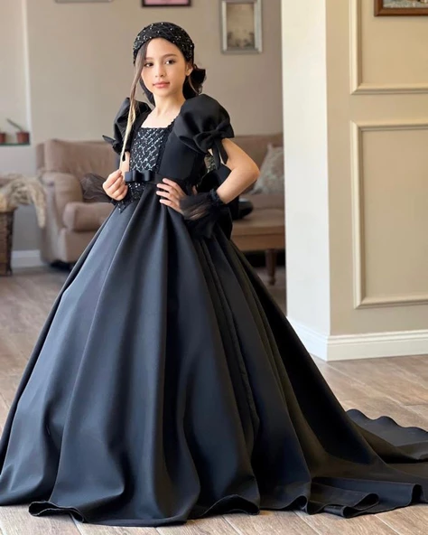 MODAVALS TARLATANLI DUVAKLI SATEN UZUN KIZ ÇOCUK PRENSES ABİYE ELBİSE - 8