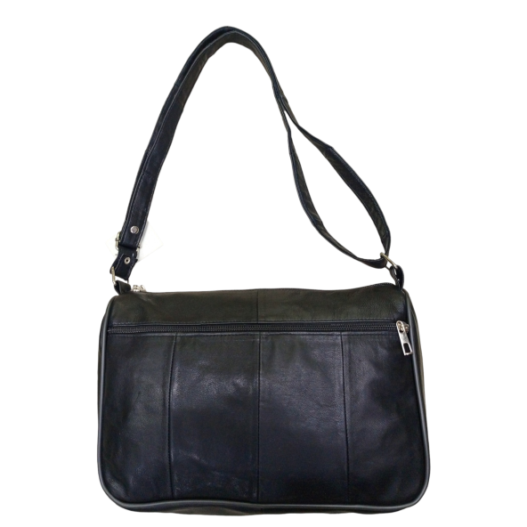 Hakiki Deri Kapaksız Fermuarlı Bayan Omuz Çantası - Resim 2