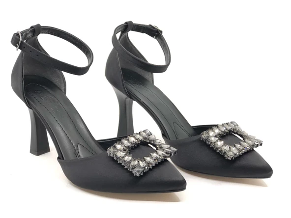 Feles Kare Taş Detaylı Topuklu Kadın Abiye Ayakkabı ürün görseli 1