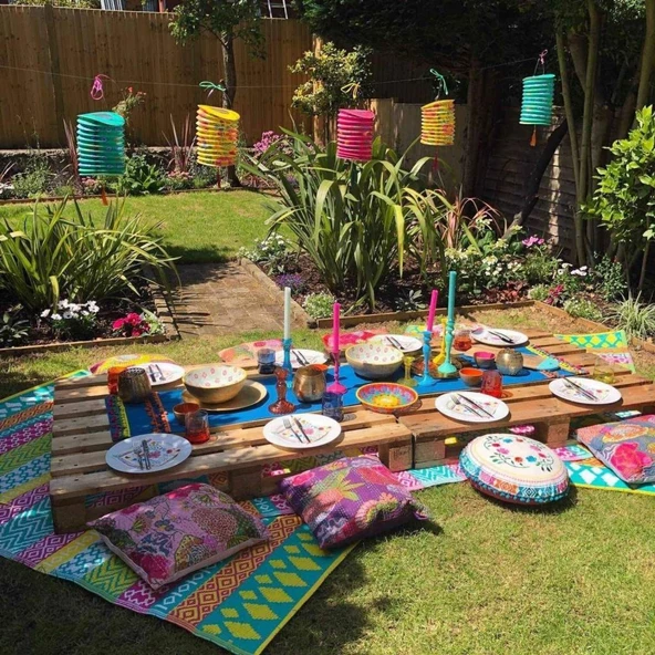 CRAFT HOME Carnaval Kamp Piknik Plaj Hasır Halı Kilim - 7