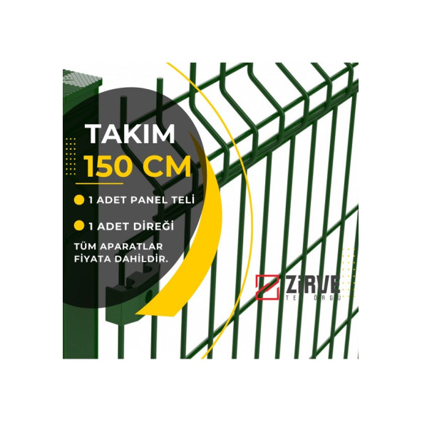 Zirve Tel Örgü Panel Çit Takımı 150x250(Aparatlı)