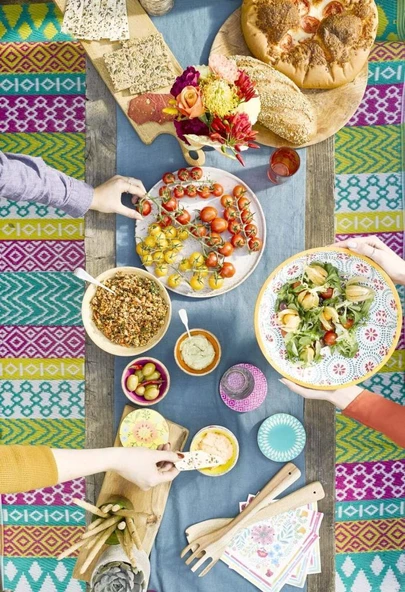 CRAFT HOME Carnaval Kamp Piknik Plaj Hasır Halı Kilim - 5