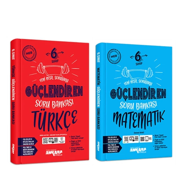 Ankara Yayıncılık 6.Sınıf Türkçe ve Matematik Güçlendiren Soru Bankası Seti 2 Kitap