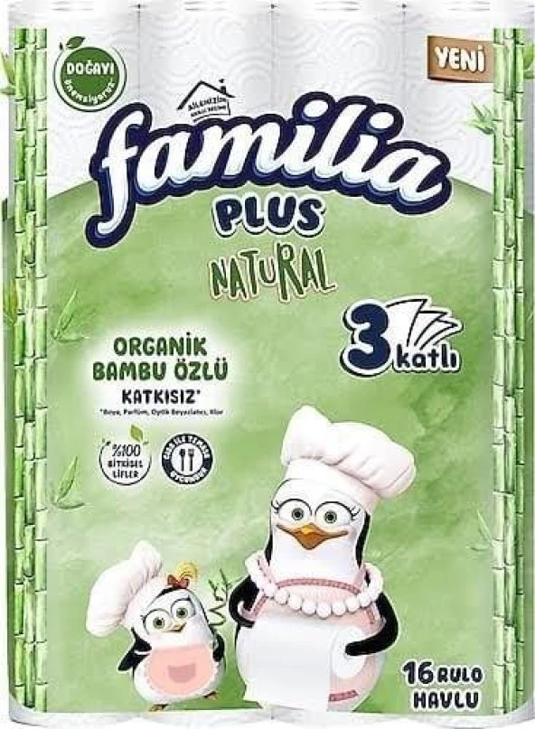 Familia Kağıt Havlu 16'lı Natural 3 Katlı Bambu (24'lü) - 1