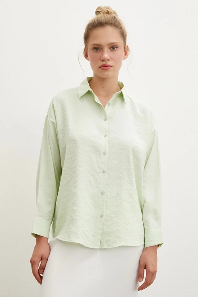 Basic Modal Gömlek Mint - Resim 2