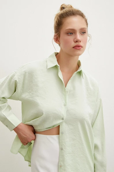 Basic Modal Gömlek Mint - Resim 5