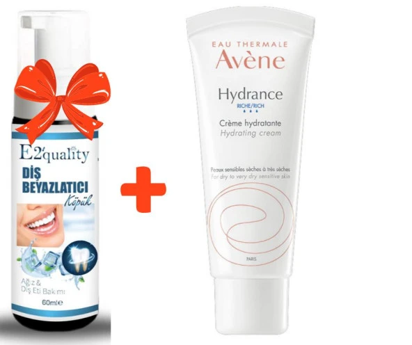 E2'quality Diş Beyazlatıcı Köpük + Avene Hydrance Rich Nemlendirici Krem 40 ml​