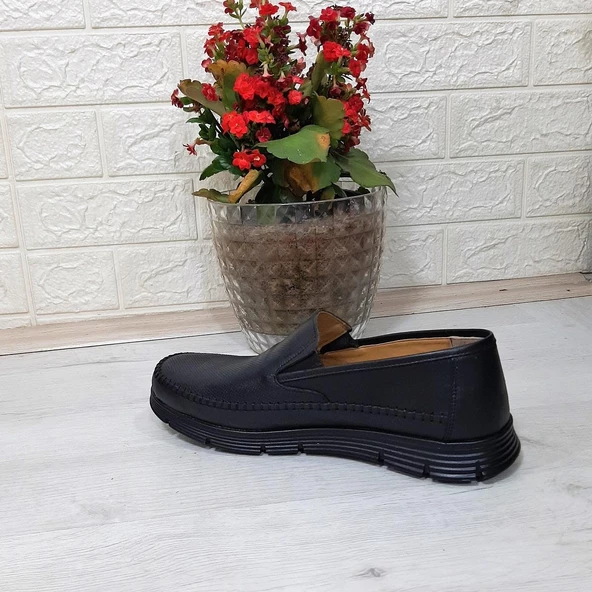 Fiyra fth01 Siyah-siyah Hakiki Deri Fuspetli Erkek Günlük Ayakkabı - 10