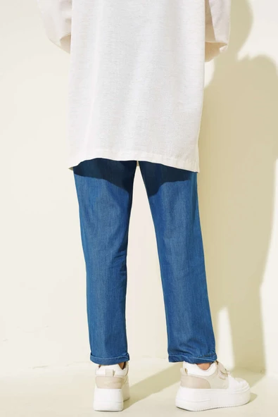 Duble Paça Bel Lastikli Kot Pantolon Kot - 3