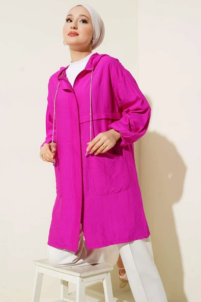 Kapüşonlu Önü Cepli Kap Menekşe ürün görseli 1