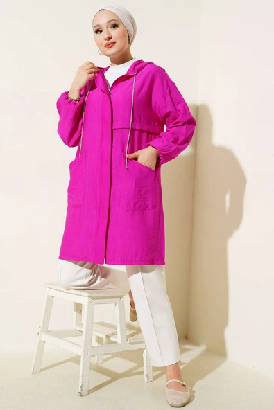 Kapüşonlu Önü Cepli Kap Menekşe - Resim 2