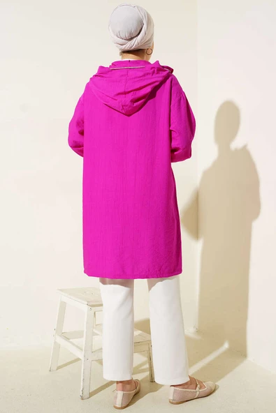 Kapüşonlu Önü Cepli Kap Menekşe - Resim 3