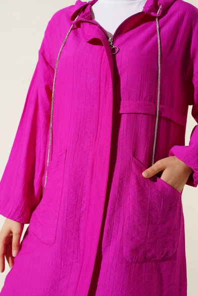 Kapüşonlu Önü Cepli Kap Menekşe - Resim 4