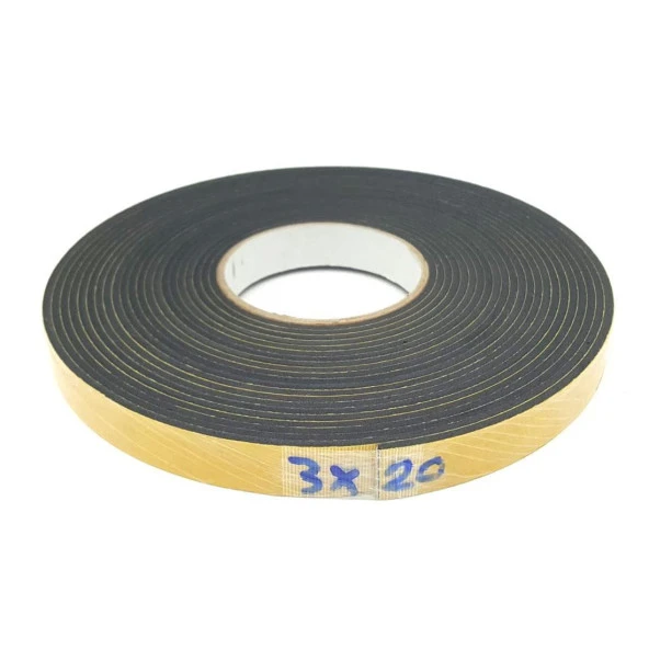 Contacall Kapı Pencere İzolasyon Bandı Yapışkan Kapı Pencere Süngeri Eva 3mmx20mm Siyah 25 Metre ürün görseli 1