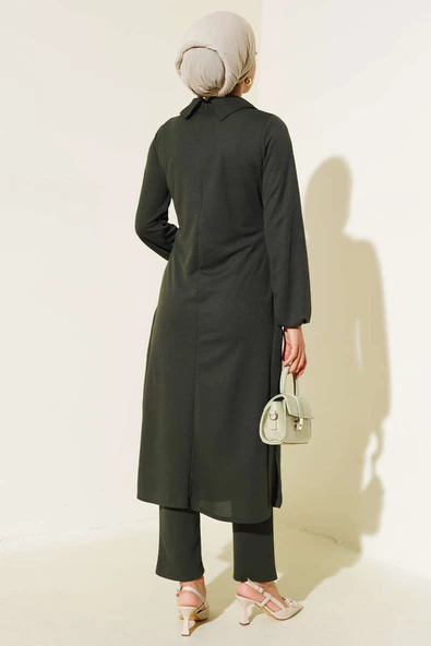 Gömlek Yaka Uzun Tunik Takım Haki - 3
