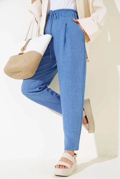 Bel Lastik Tensel Pantolon İndigo ürün görseli 1