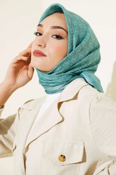 MK Desen Soft Eşarp Mint Yeşili - Resim 2