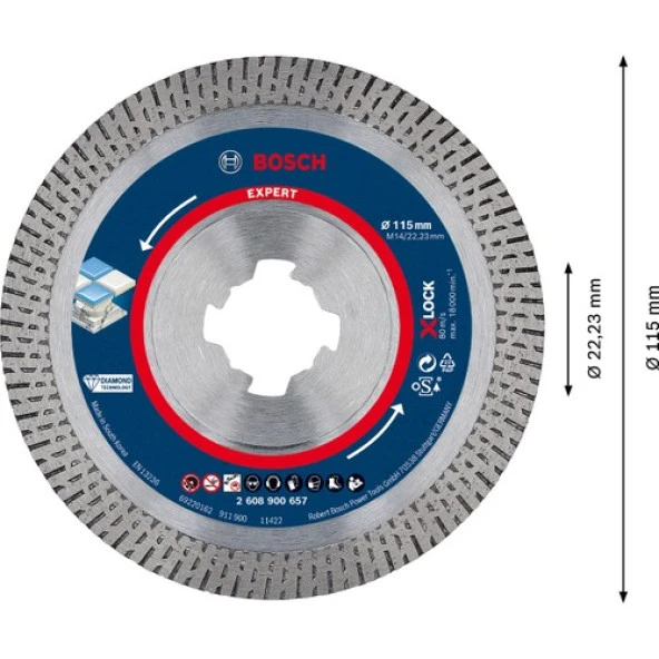 Bosch Expert Hardceramic X-Lock Elmas Kesme Diski 115 x 22,23 x 1,4 x 10 mm - 2