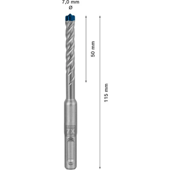 Bosch Expert Sds Plus-7x Kırıcı Delici Delme Ucu 7 x 50 x 115 mm