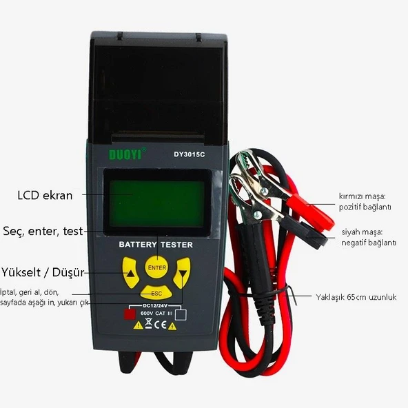 DUOYI DY3015C Yazıcılı Otomotiv Akü Test Cihazı 12V 24V - 3