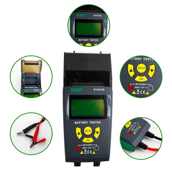 DUOYI DY3015C Yazıcılı Otomotiv Akü Test Cihazı 12V 24V - 2