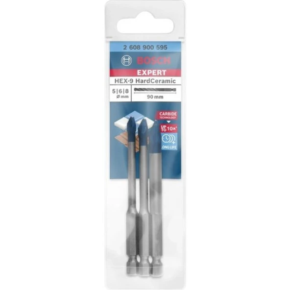 Bosch Expert Hex-9 3'lü 5-6-8 mm Sert Seramik Delme Ucu 2608900595 - 2