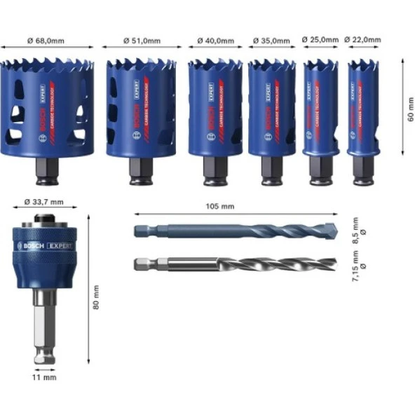 Bosch Expert 9 Parça Sert Malzemeleri Için Panç Seti 2608900446 - 2