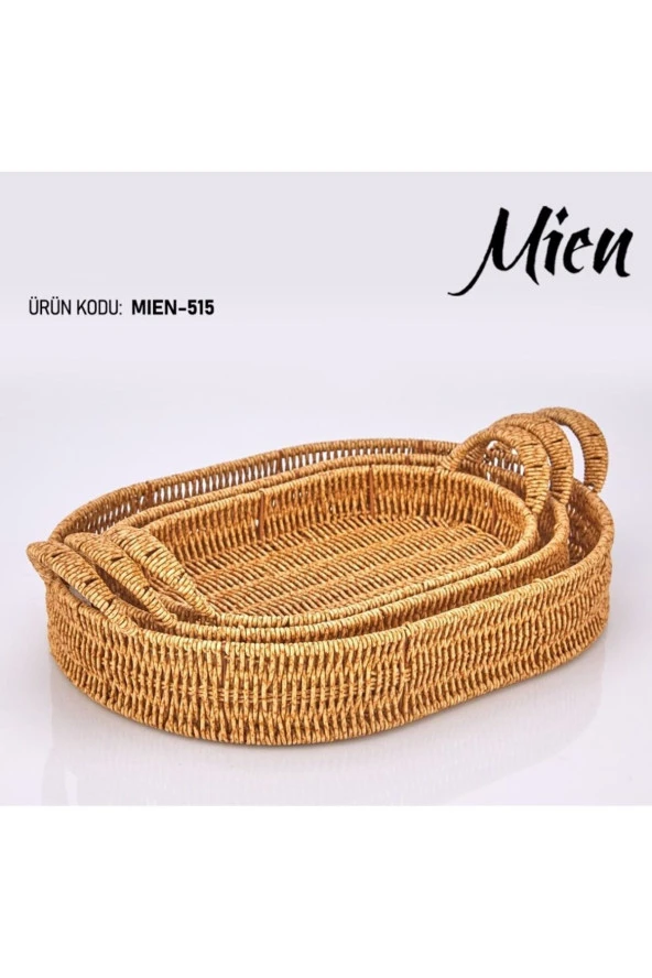 Mien 515 Rattan 3 lü Oval Tepsi