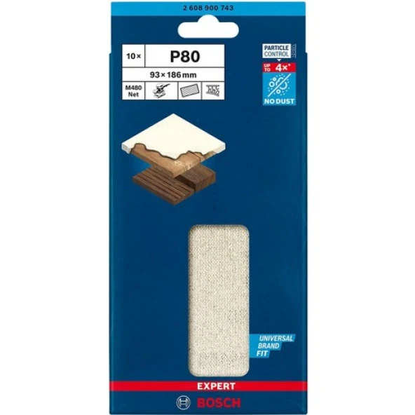 Bosch M480 93X186 mm 80 Kum Elek Telli Ağ Zımpara 2608900743 - 2