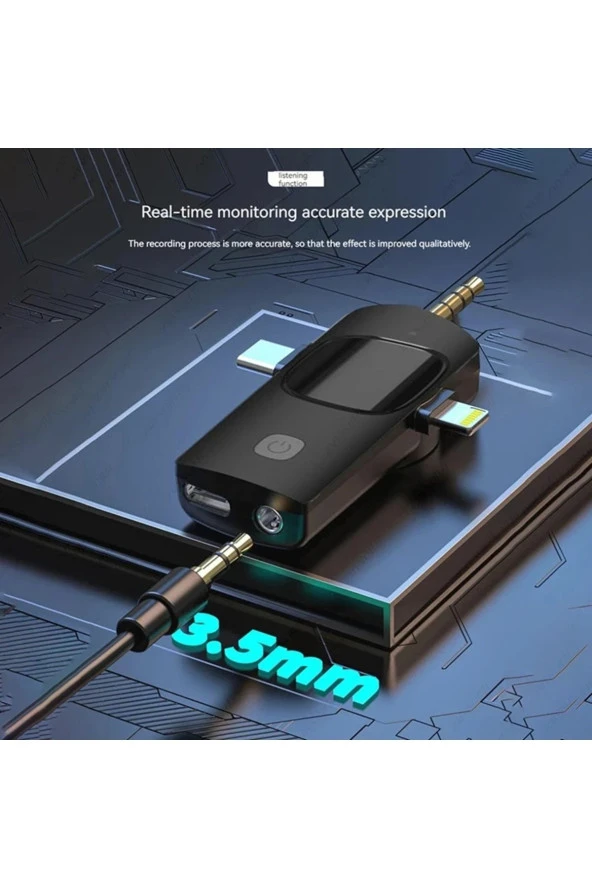 Tüm Cihazlar için 2İN1 Mini Kablosuz Yaka Mikrofonu (iOS, Android, Kamera, PC) Tiktok, Youtube - Resim 5