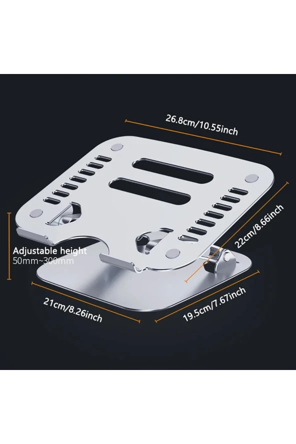 Metal Ayarlanabilir, Isı Kanallı, Tablet, Notebook ve Dizüstü Standı, Macbook, Air, Pro, İpad Uyumlu - Resim 4