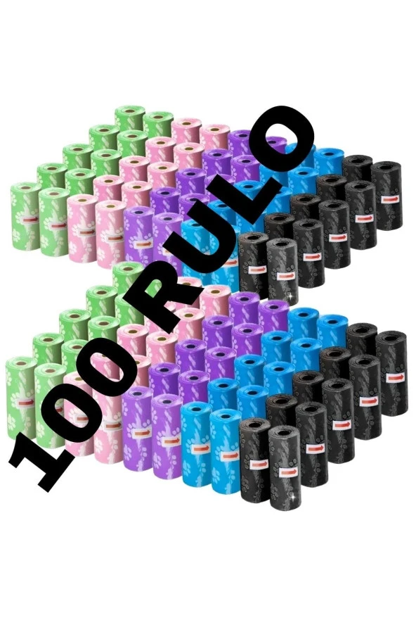 100 Rulo Köpek Kaka Poşeti 1500 Parça Poşet Içerir Köpek Kaka Torbası Dışkı Torbası Kaka Toplayıcı - Resim 2