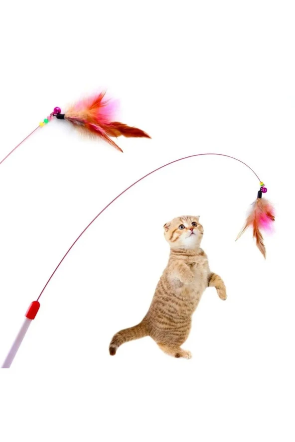 4 Adet İnteraktif Kedi Oyuncağı Seti, Kedi Oltası, Kedi Eğitim Topu, Kedi Oyuncağı - Resim 3