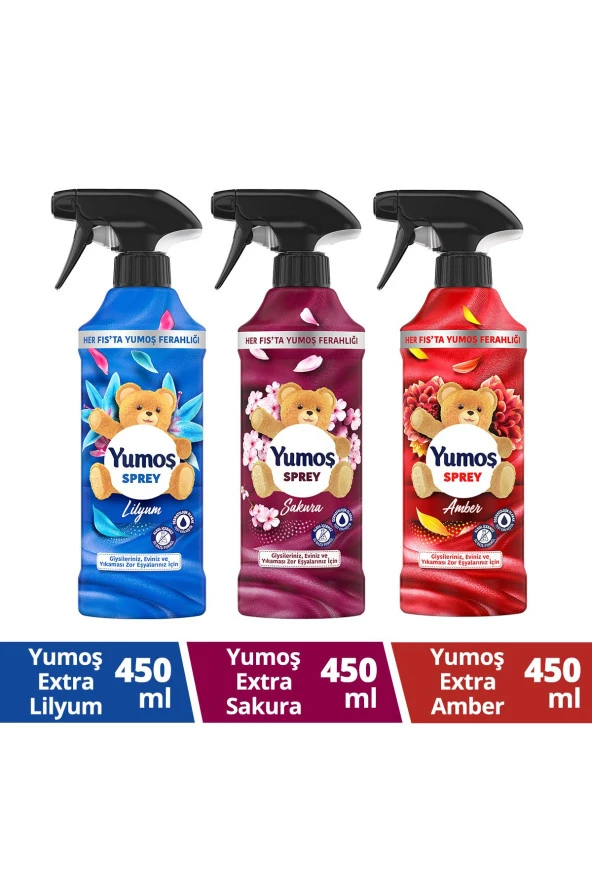 Yumoş Sprey Amber 450 ml X 1 Sakura Sprey 450 ml X1 Lilyum Sprey 450 Mlx1