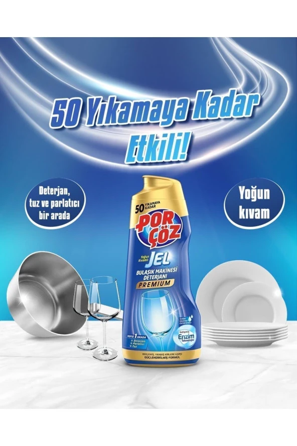 Porçöz BULAŞIK MAKİNESİ DETERJANI PREMIUM HEPSİ 1 ARADA 900 ML X 2 ADET - 3
