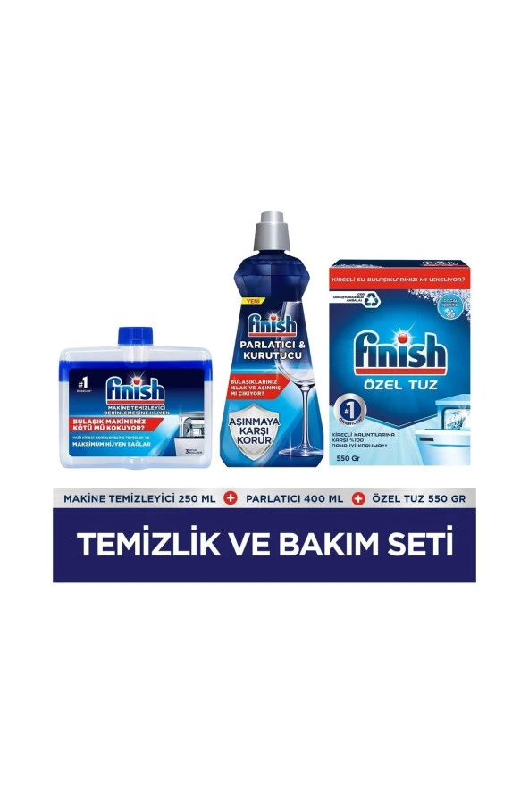 Finish Temizlik Ve Bakım Seti (parlatıcı 400 Ml + Makine Temizleyici Sıvı 250 Ml + Tuz 500 Gr)