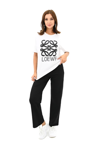 Kadın Yazı Baskılı Kısa Kollu Eşofman Takımı 3813-23 - Resim 2