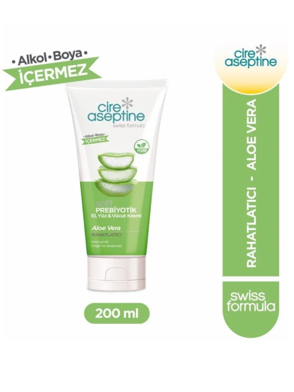 Cire Aseptine Soft Prebiyotik Aloe Vera El,Yüz Ve Vücut Kremi 200 Ml