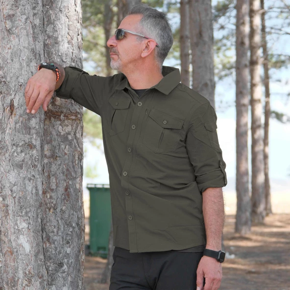 Loç Mustang Outdoor Erkek Gömleği Haki - Resim 6