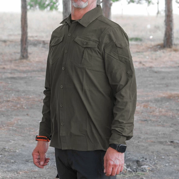 Loç Mustang Outdoor Erkek Gömleği Haki - Resim 3