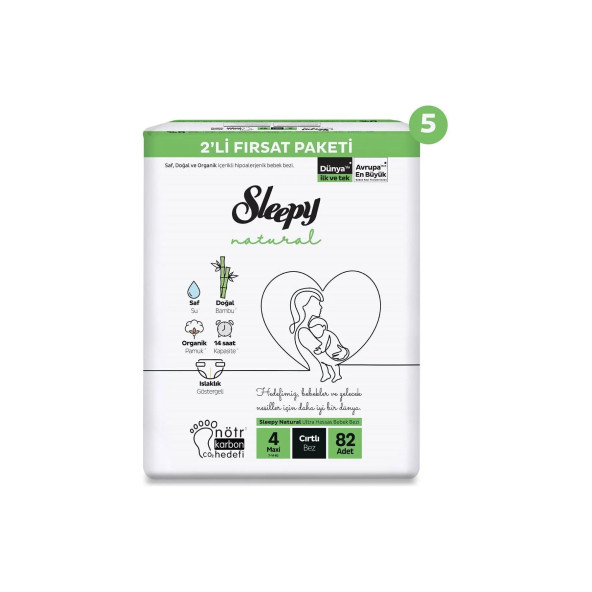 Sleepy Natural 2'li Ultra Fırsat Paketi Bebek Bezi 4 Numara Maxi 410 Adet - 4