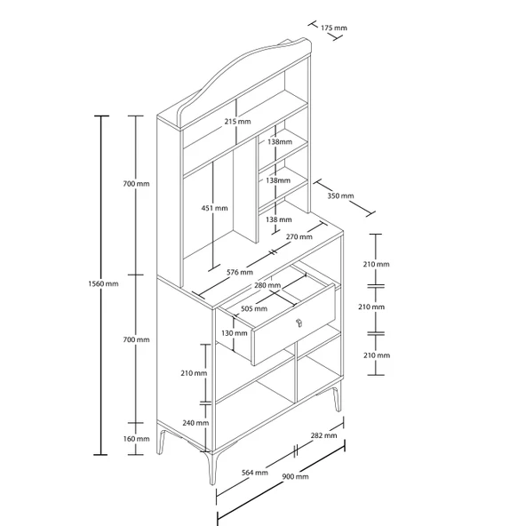Mezza 5222 SIESTA 90 CM KAHVE KÖŞESİ ÇOK AMAÇLI DOLAP 3 KAPAKLI 1 ÇEKMECELİ KİLER MUTFAK DOLABI SEPET - 2