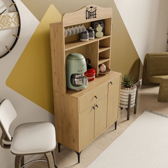 Mezza 5226 SIESTA 90 CM KAHVE KÖŞESİ ÇOK AMAÇLI DOLAP 3 KAPAKLI 1 ÇEKMECELİ KİLER MUTFAK DOLABI SEPETYUNUS - 6