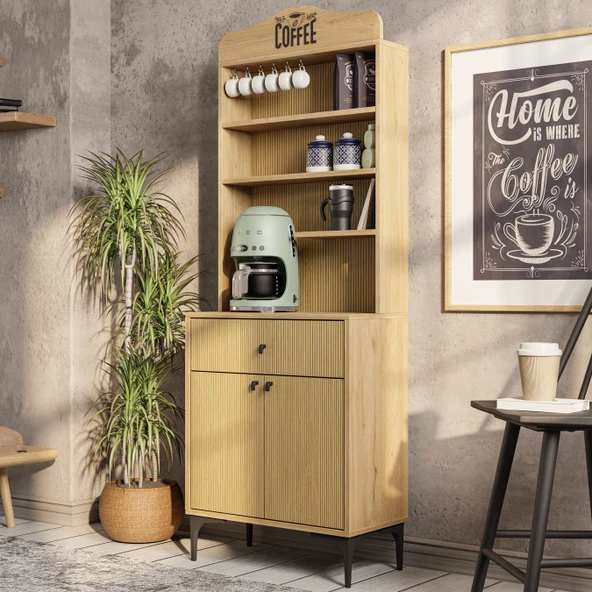 Mezza 5206 SIESTA 69CM KAHVE KÖŞESİ ÇOK AMAÇLI DOLAP 2 KAPAKLI 1 ÇEKMECELİ KİLER MUTFAK DOLABI SEPET-YUNUS